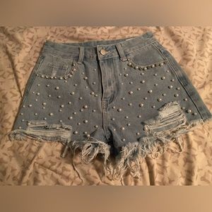 Pearled Jean Shorts for Women